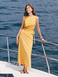 2Pcs Set Boatneck Top & Maxi Flared Pull-On Skirt