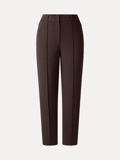 Modal Blend Ponte High-Rise Ankled Slim-Straight Pants with Pockets
