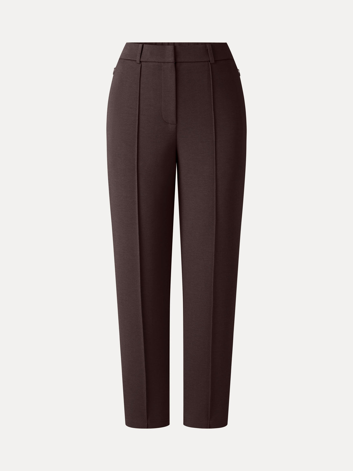 Modal Blend Ponte High-Rise Ankled Slim-Straight Pants with Pockets
