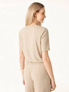 2Pcs Set Petite Wide Leg Pant with Pockets & Crewneck Bra Top