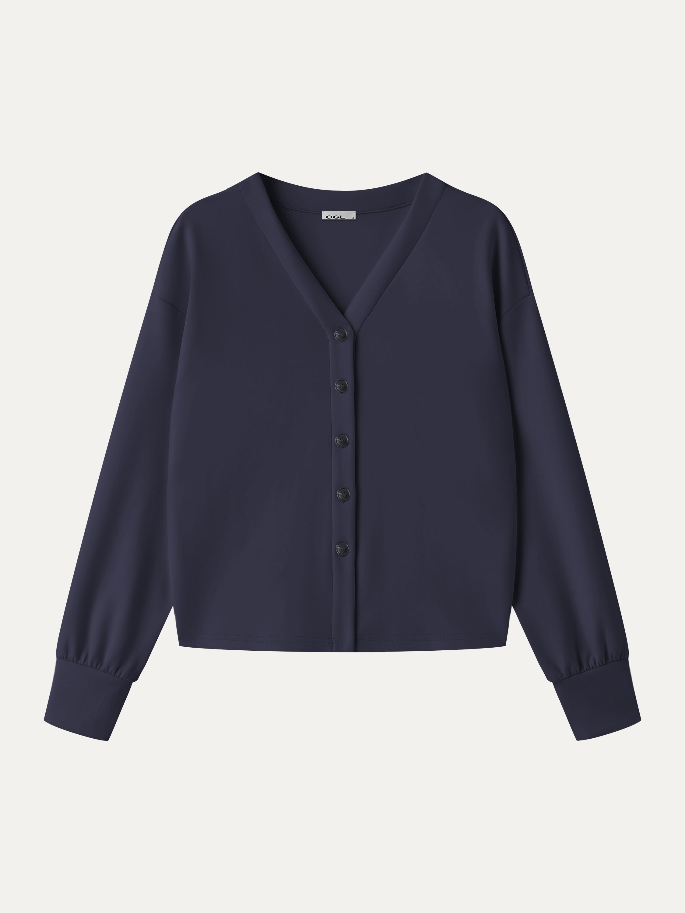 Modal Spacer Knit V-Neck Long Sleeve Button-Down Cardigan
