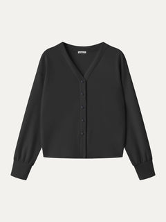 Modal Spacer Knit V-Neck Long Sleeve Button-Down Cardigan