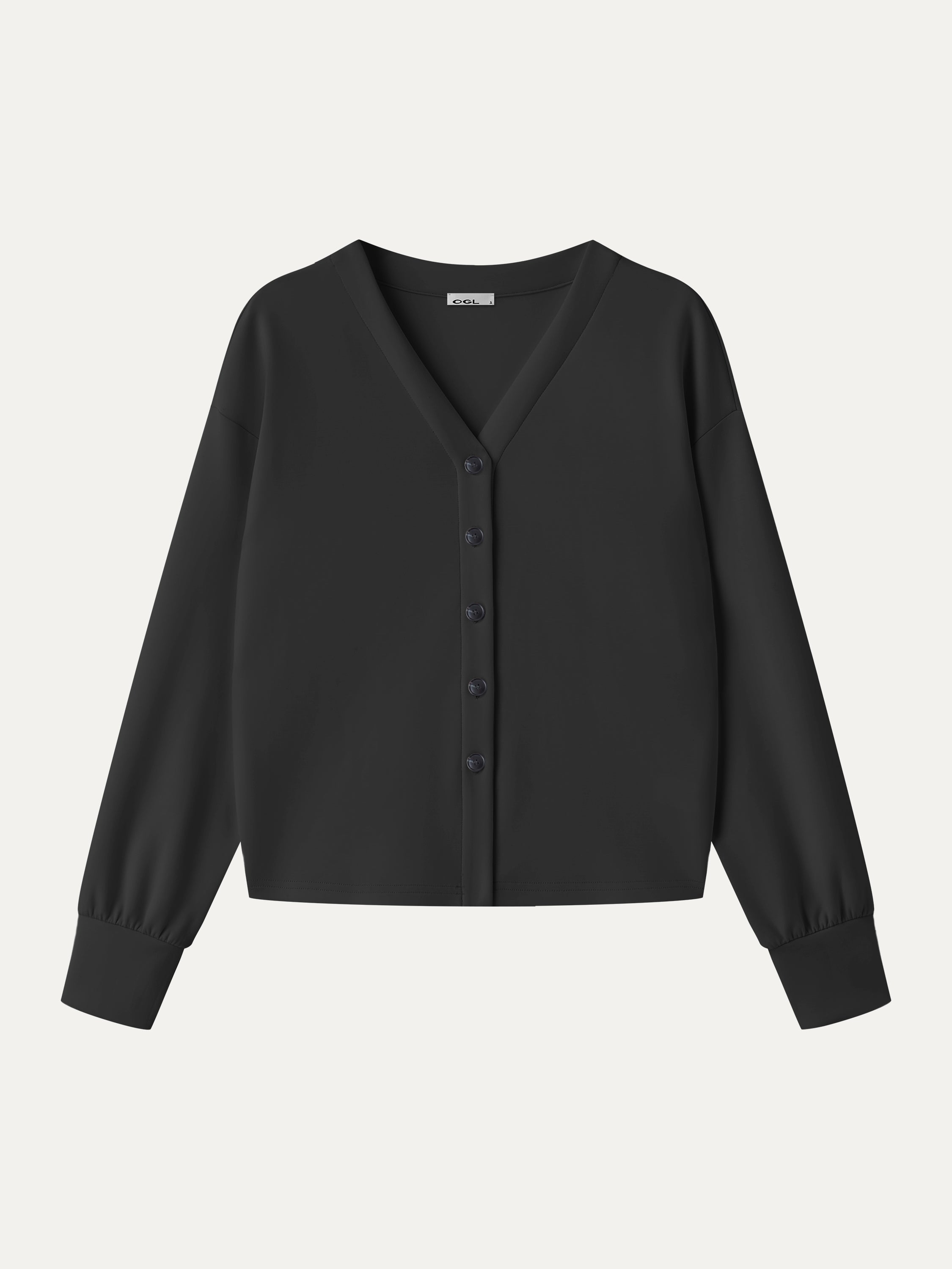 Modal Spacer Knit V-Neck Long Sleeve Button-Down Cardigan
