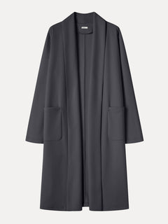 Modal Spacer Knit Shawl Collar Pocketed Long Cardigan