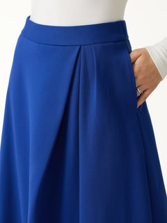 Ponte Mid-Rise Tucked A-Line Midi Skirt with Pockets