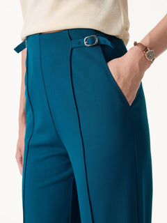 4-Way Stretch Drapey High Rise Wide Leg Ankled Pant
