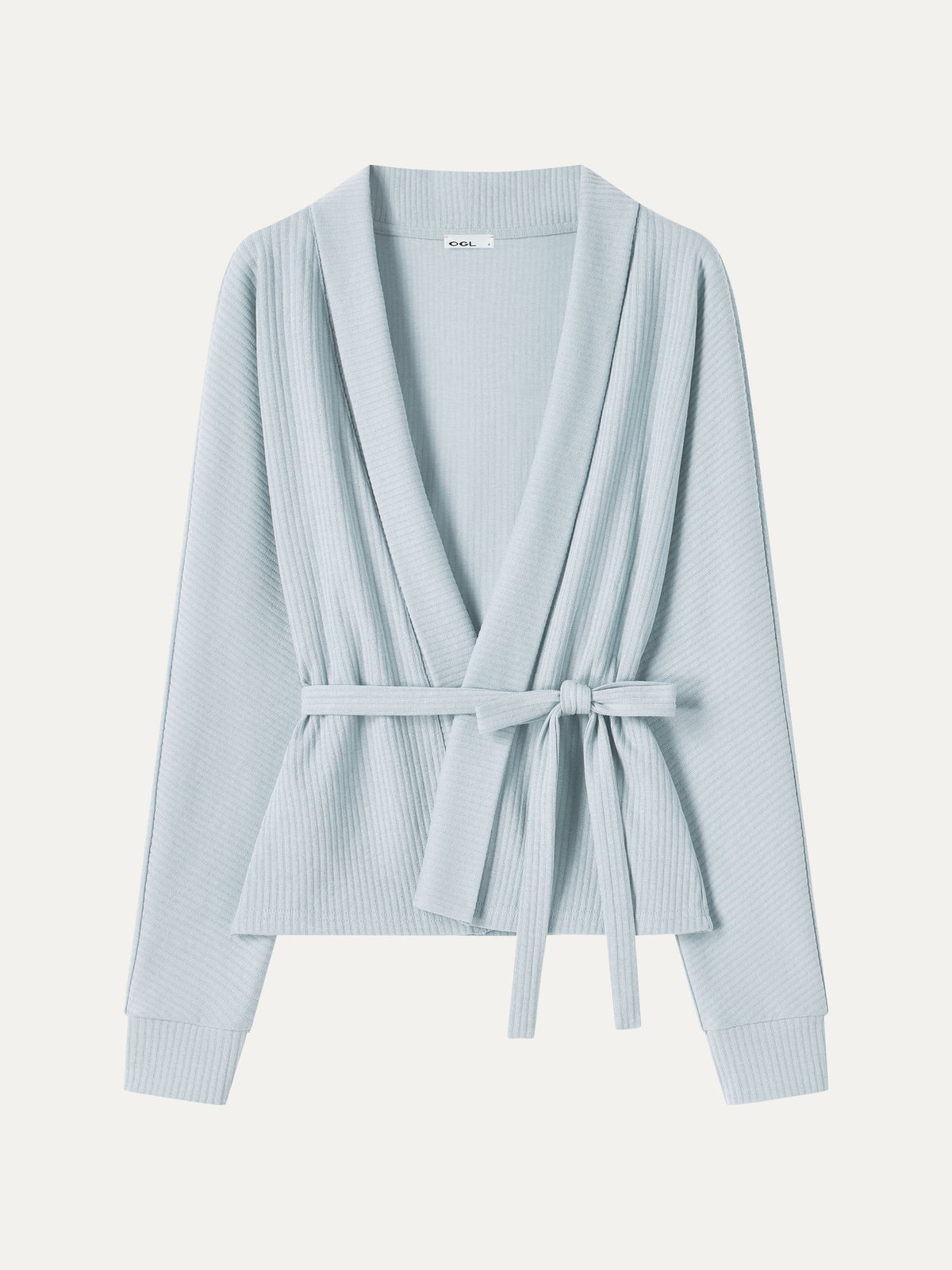 Textured Cotton Blend Lapel Belted Open-Front Jacket