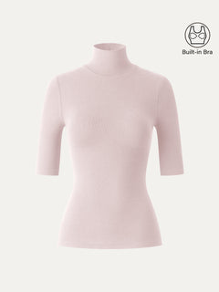 Essential Turtleneck Elbow Length Sleeve Bra Tops