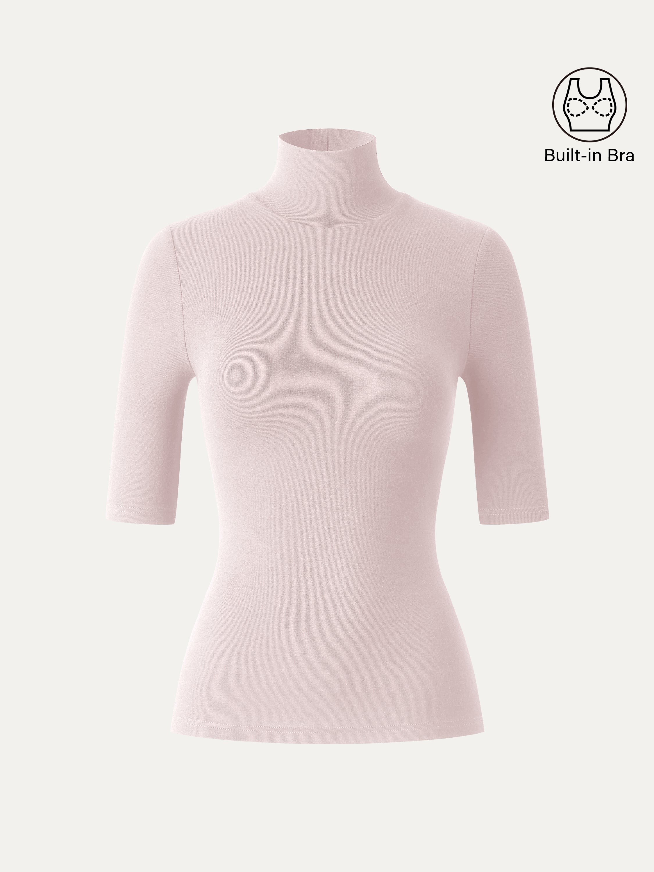 Essential Turtleneck Elbow Length Sleeve Bra Tops