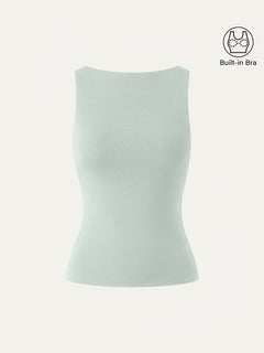 Stretch Cotton Boatneck Bra Tank