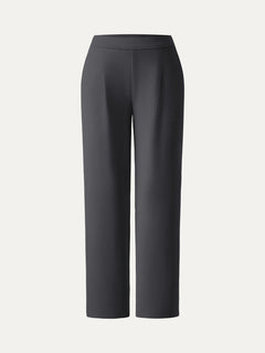 Sandwashed Spacer Mid Rise Straight Leg Pull-on Trousers with Pockets