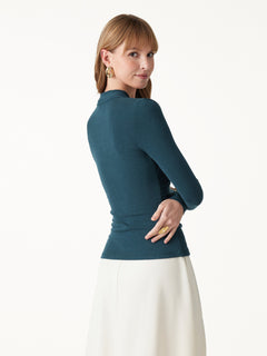 2Pcs Set Surplice Long Sleeve Top & A-Line Midi Skirt