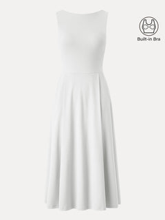 Boatneck Bamboo Ponte Bra Midi Dress with Pockets