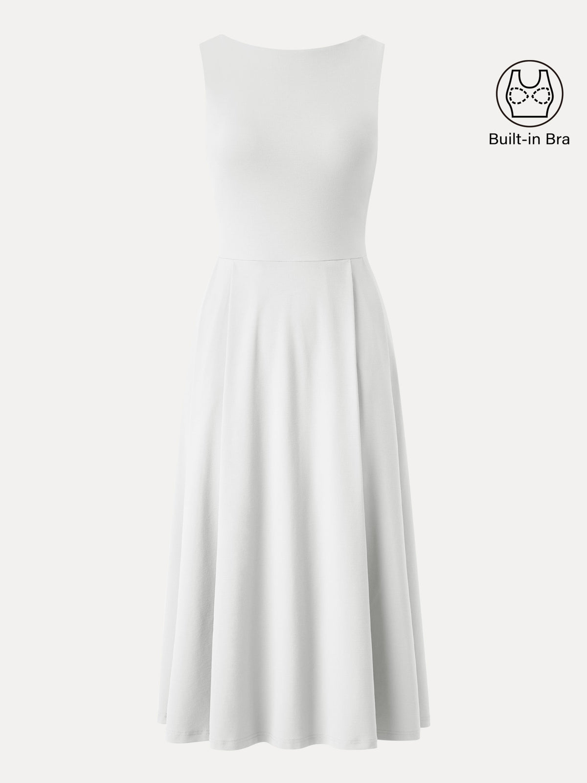 Boatneck Bamboo Ponte Bra Midi Dress with Pockets