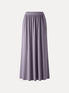 Soft Linen Knit Gathered A-Line Maxi Skirt with Pockets