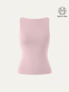 Stretch Cotton Boatneck Bra Tank