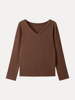 V-Neck Long Sleeve Banded Hem Top