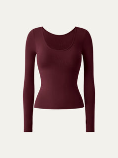 Lyocell-Wool Round Neck Long Sleeve Reversible Top