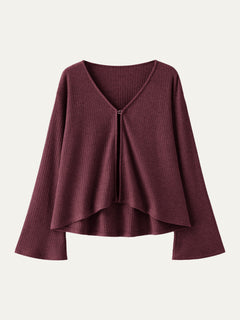 V Neck Flare Long Sleeve Cardigan