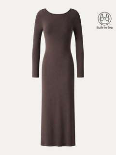 Eco-Mousse® Boatneck Open-Back Midi Bra Dress