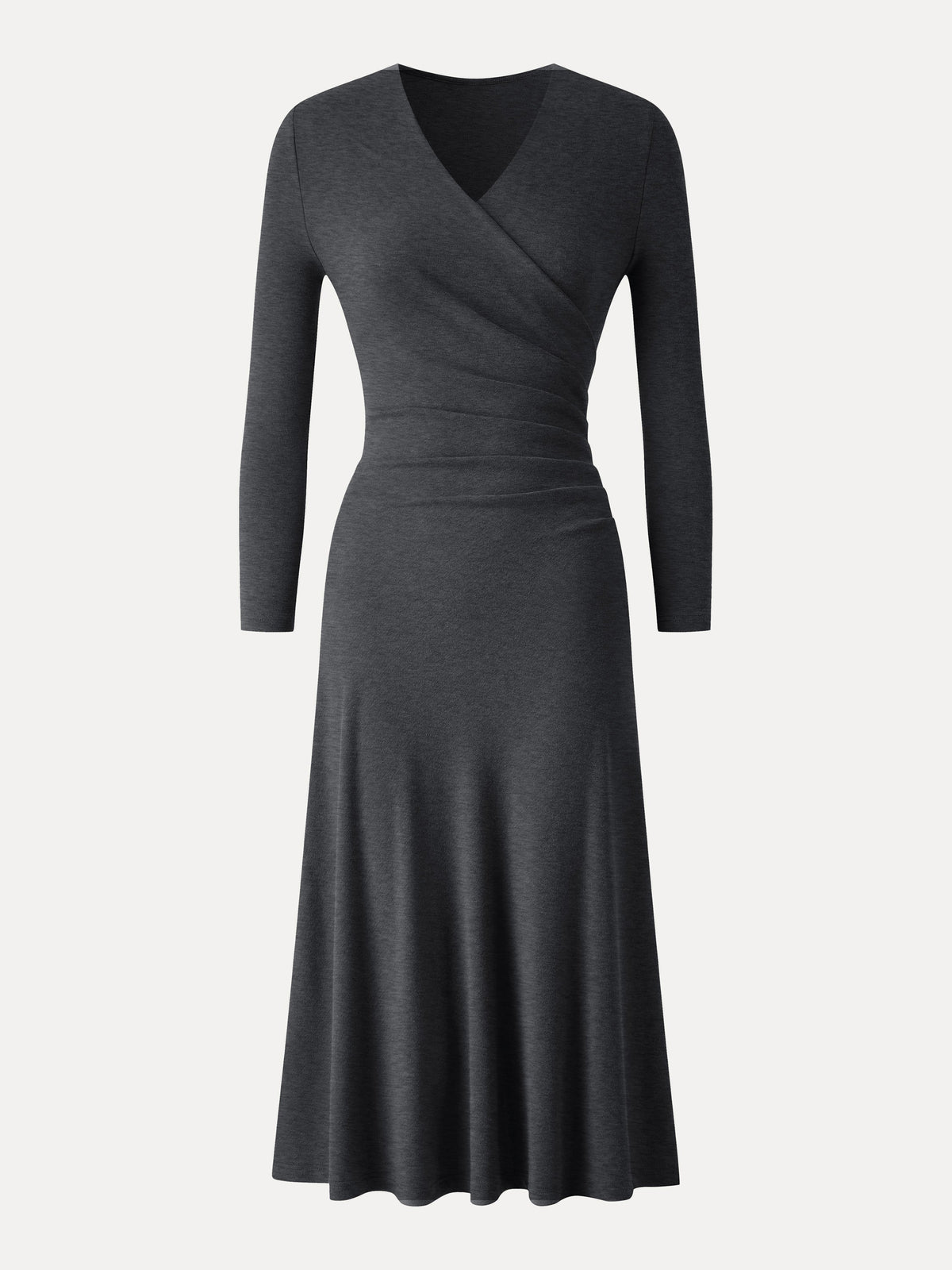 Eco-Mousse® Surplice 3/4 Sleeve Side-Tuck Midi Dress