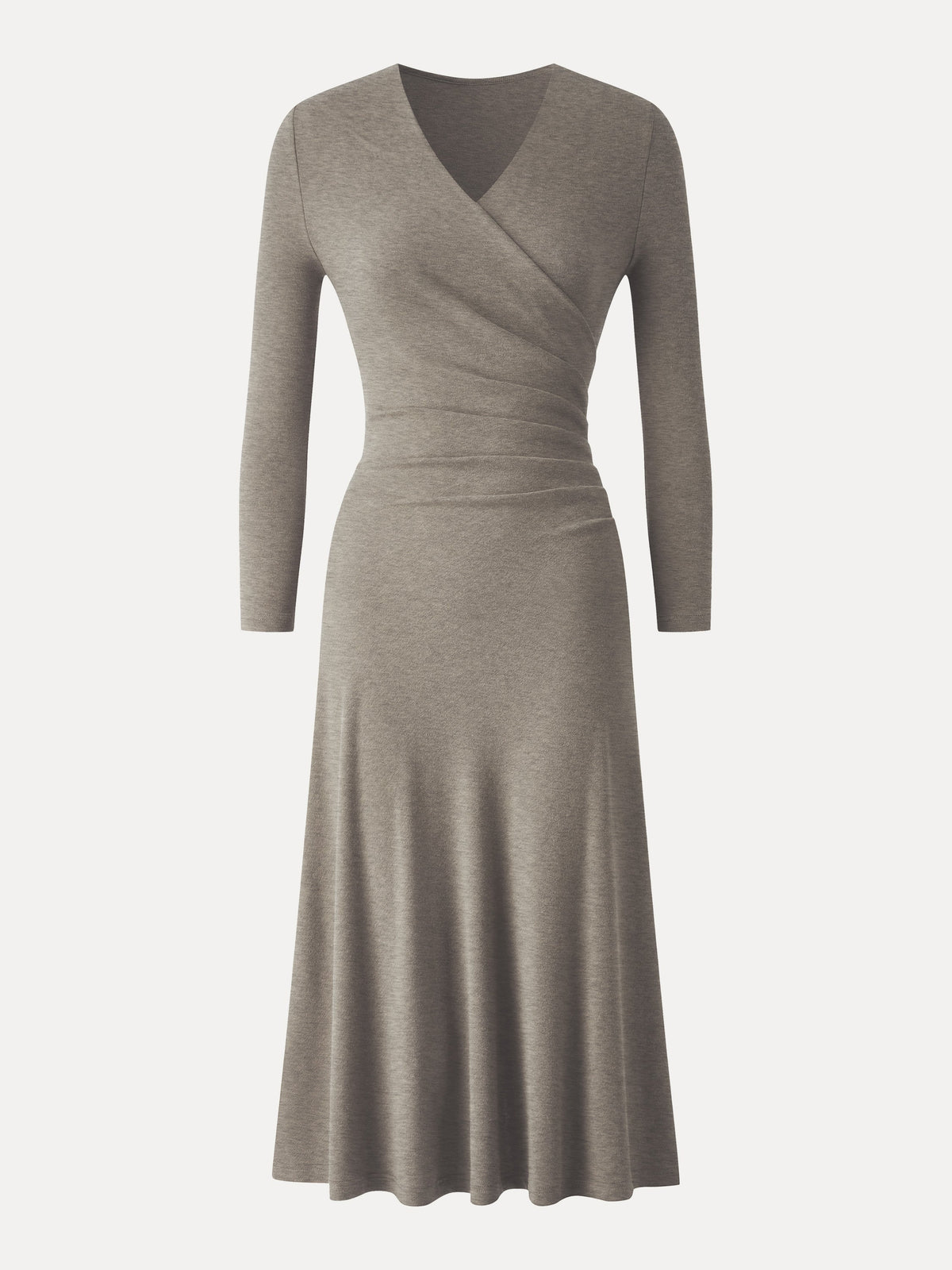 Eco-Mousse® Surplice 3/4 Sleeve Side-Tuck Midi Dress