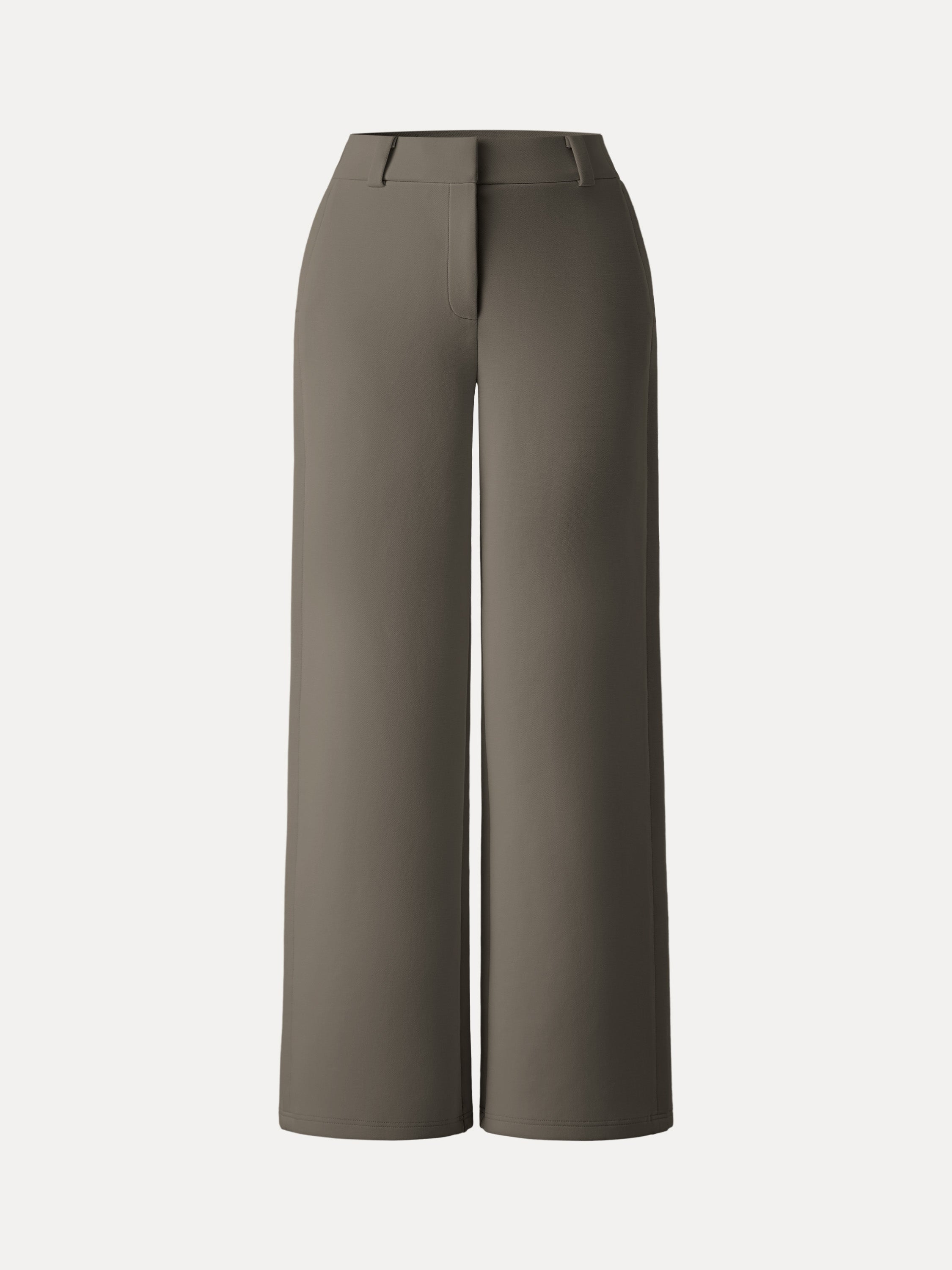 Stretchy Mid Rise Wide Leg Trouser