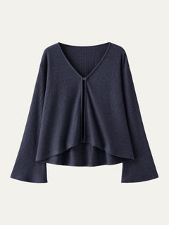 V Neck Flare Long Sleeve Cardigan