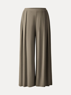 Sandwashed Mid Rise Pleated Wide Leg Palazzo Pant with Pockets