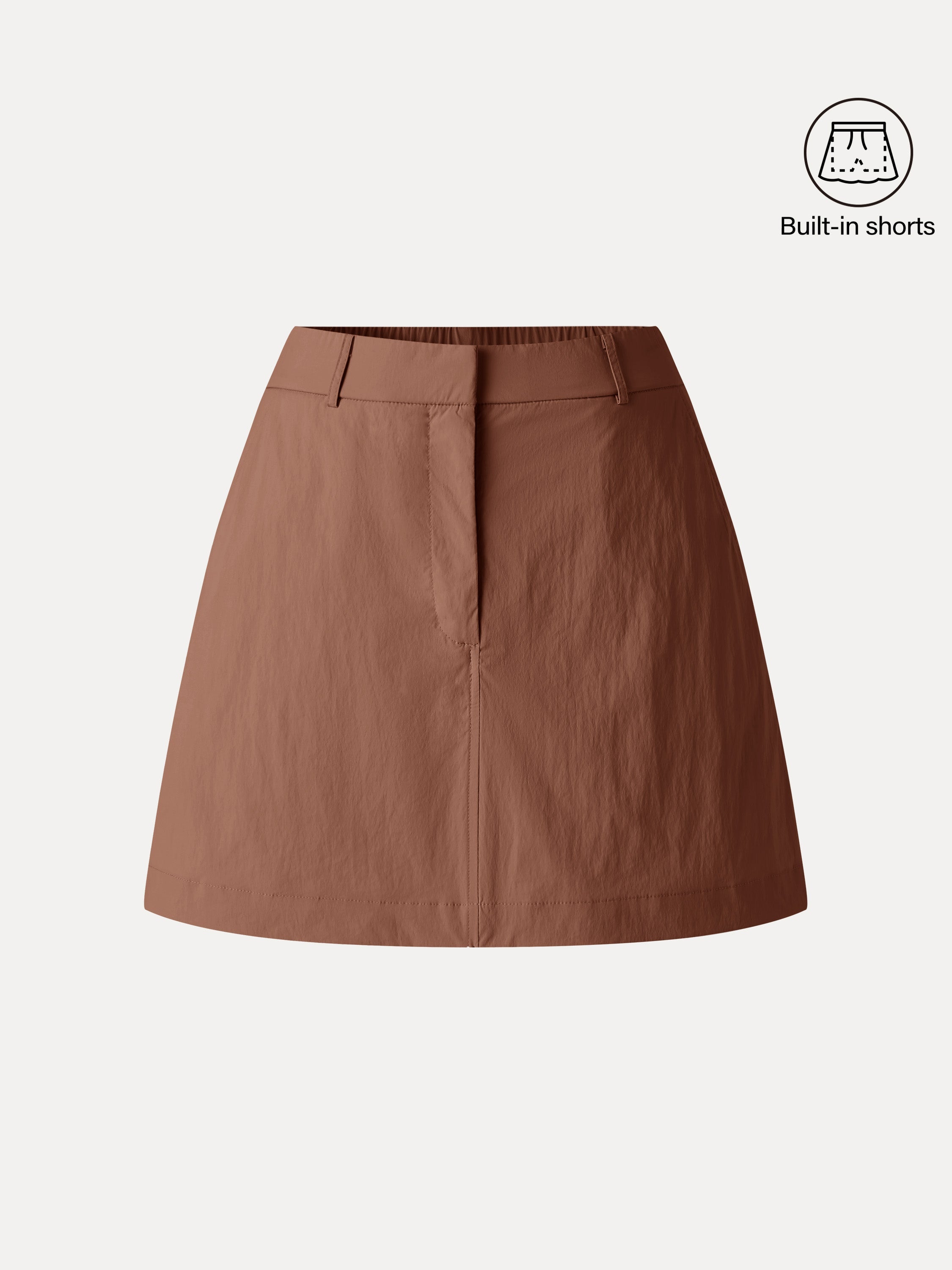 Lightweight Water-Repellent High-Rise Fly-Front Skort