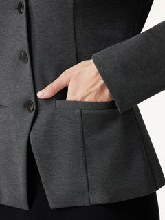 2Pcs Set Neck Long Sleeve Jacket with Pockets & Mid-Rise Wide-Leg Pants with Pockets