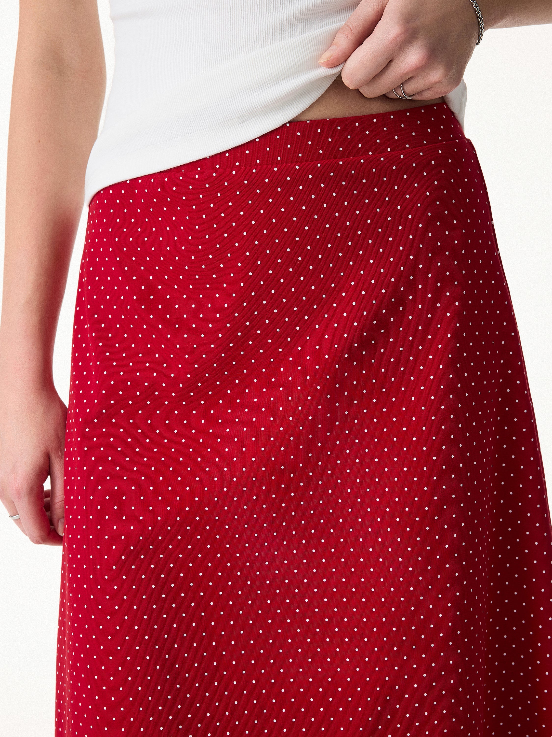 2Pcs Set Polka Dot Boatneck Bra Top & A-Line  Skirt Limited Edition