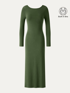 Eco-Mousse® Boatneck Open-Back Midi Bra Dress