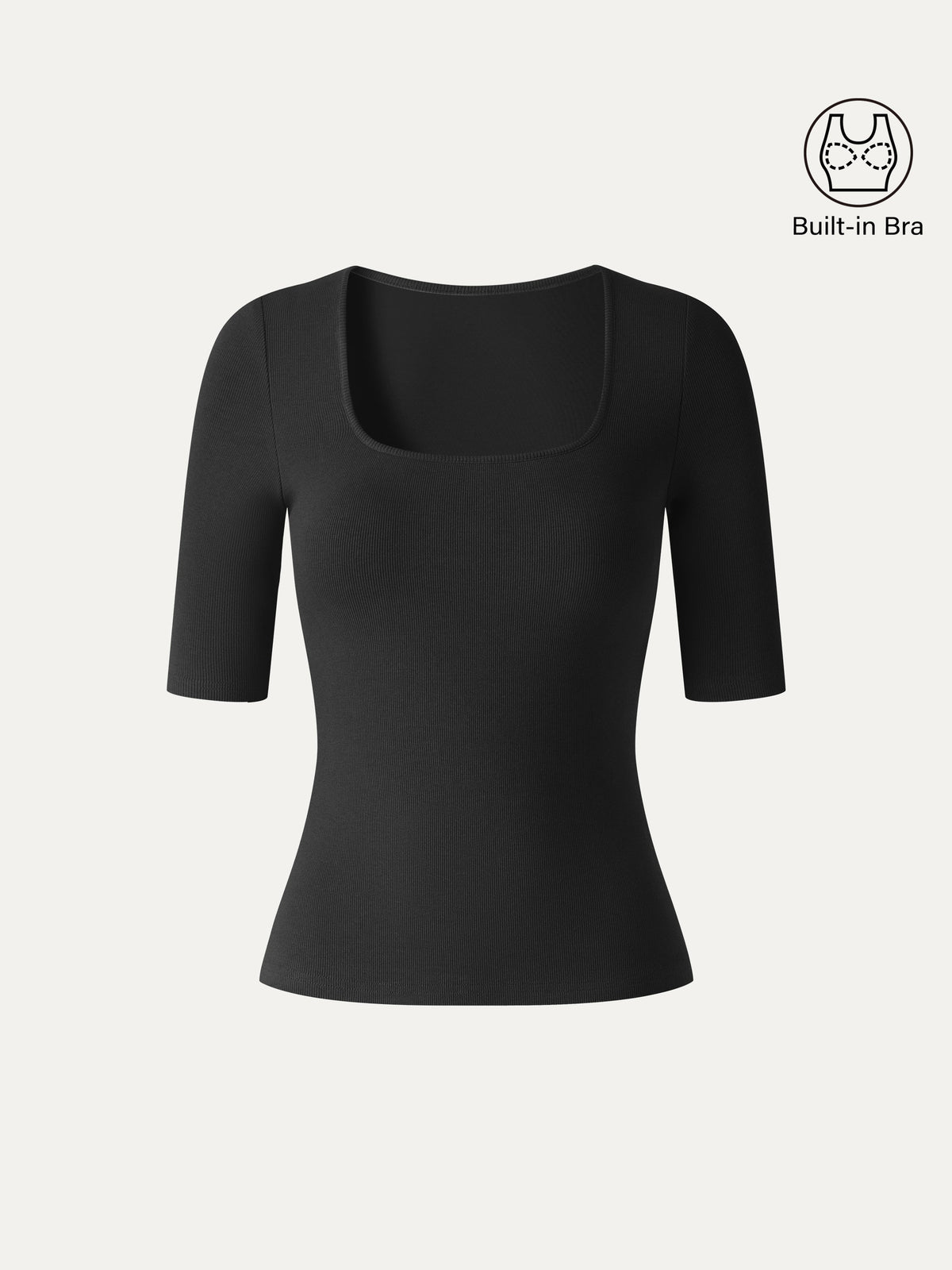 Eco-Mousse® Square Neck Elbow Sleeve Bra Top
