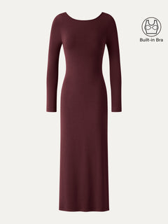Eco-Mousse® Boatneck Open-Back Midi Bra Dress