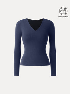 Eco-Mousse® V-Neck Long Sleeve Bra Top
