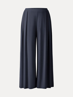 Sandwashed Mid Rise Pleated Wide Leg Palazzo Pant with Pockets