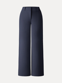 Stretchy Mid Rise Fly-Front Wide Leg Trouser