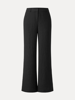 European Linen-Like Mid Rise Flared Pant with Pockets