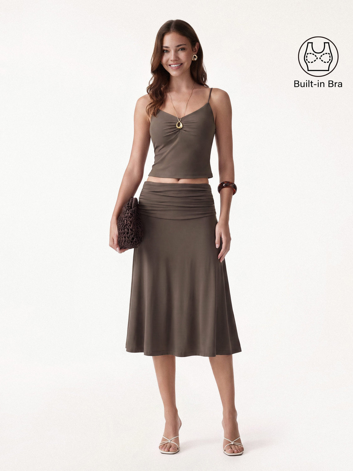 Flowy Side A-line Midi Skirt