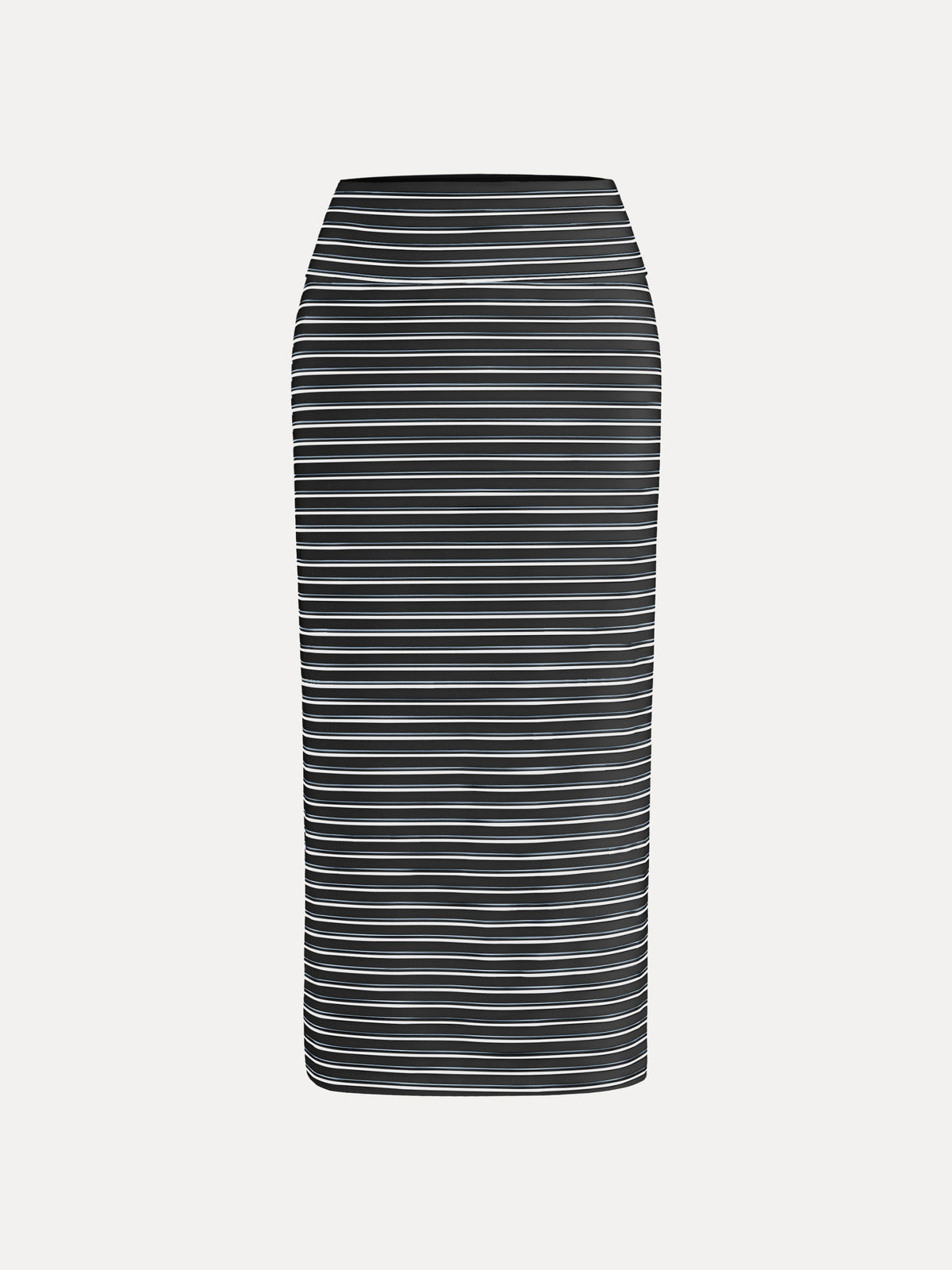 Low Rise Folded Waist Striped Midi Skirt