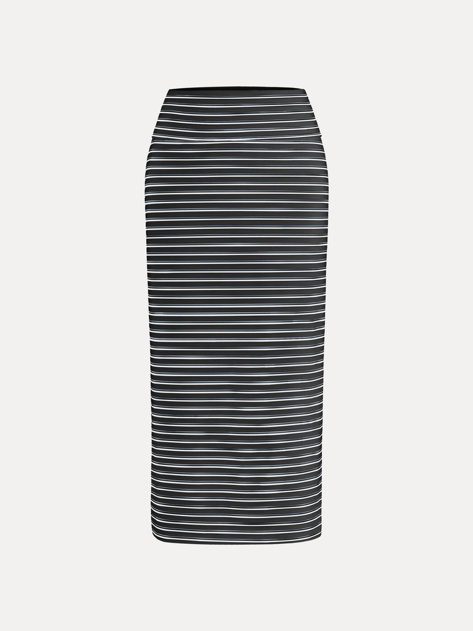 Low Rise Folded Waist Striped Midi Skirt