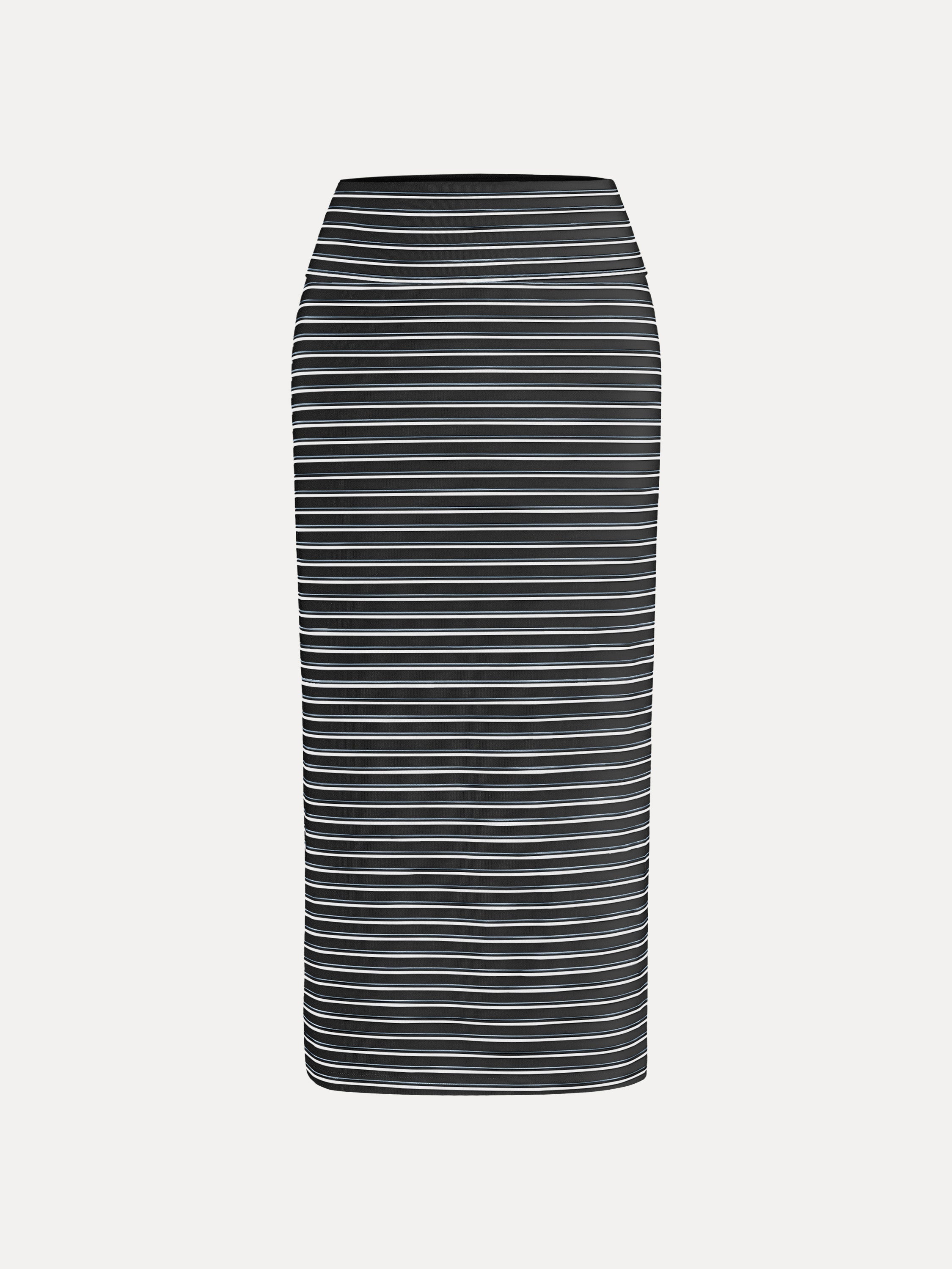 Low Rise Folded Waist Striped Midi Skirt
