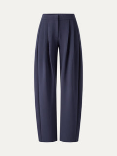 Ponte Low-Rise Ankled Barrel Pants with Pockets