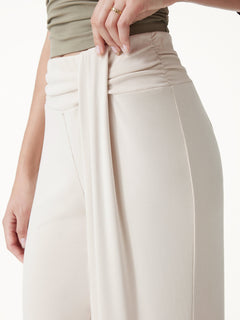 2Pcs Set Boatneck Batwing Sleeve Top & Mid-Rise Wide-Leg Lounge Pants