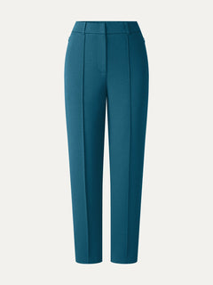 Modal Blend Ponte High-Rise Ankled Slim-Straight Pants with Pockets