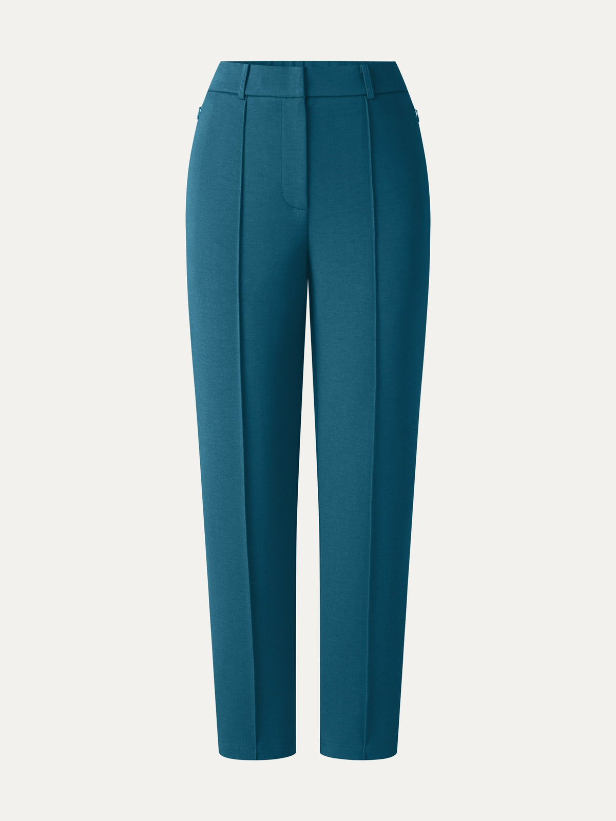 Modal Blend Ponte High-Rise Ankled Slim-Straight Pants with Pockets