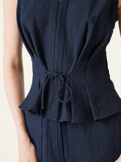 2Pcs Set V-neck Sleeveless Top & Mid Rise Flared Pant with Pockets