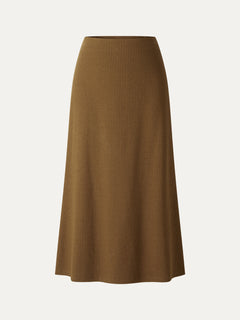 Textured Cotton Blend Mid-Rise A-Line Midi Skirt