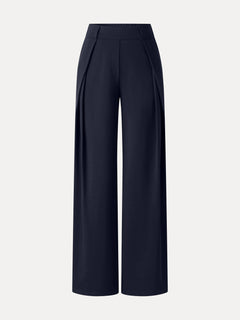 Ponte Mid-Rise  Wide-Leg Tuck Pants with Pockets